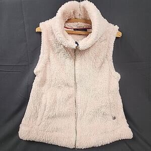 Tommy Hilfiger Pink Vest Womens Small Sherpa Fleece Faux Fur Full Zip Y2K